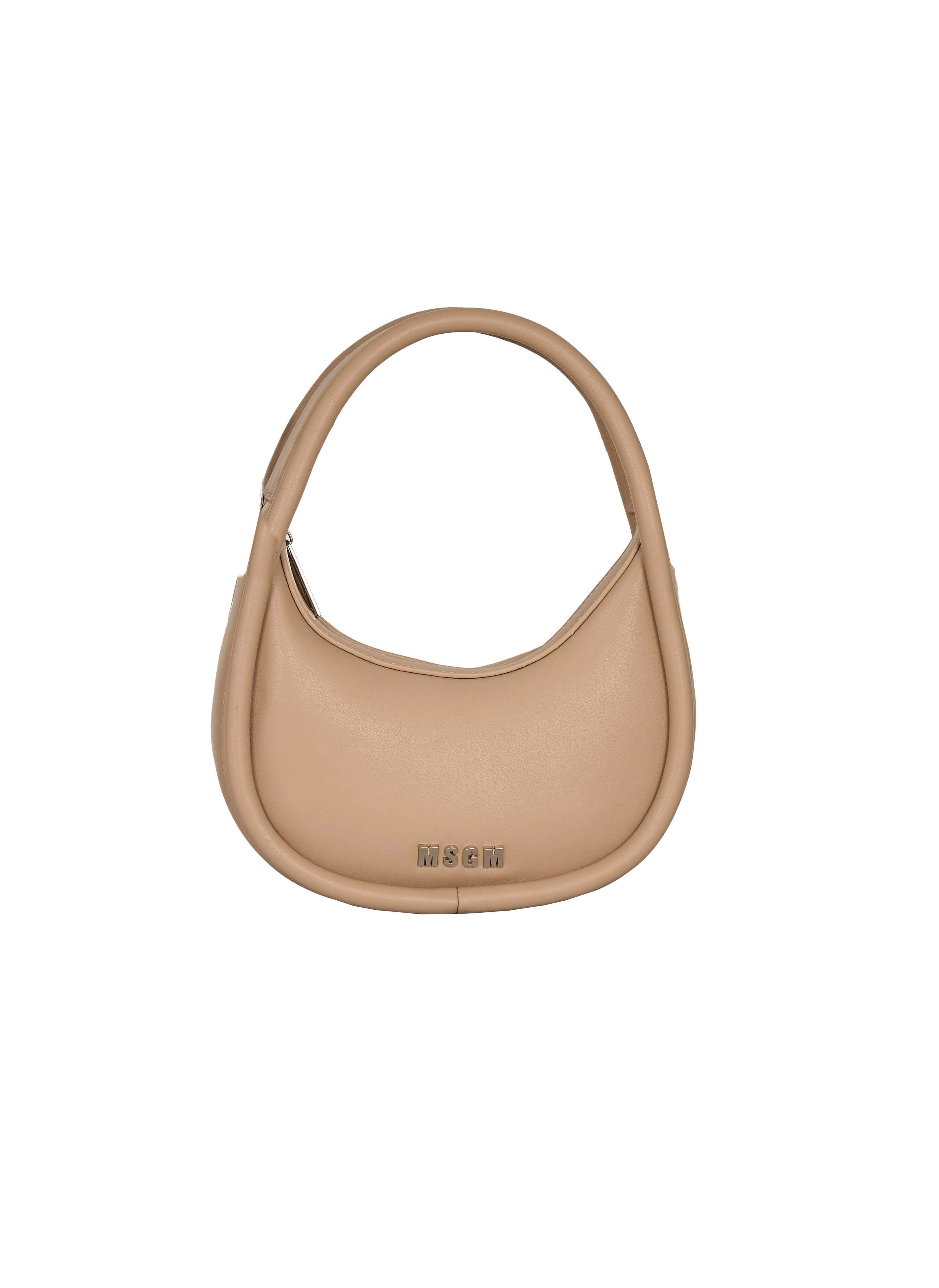 MSGM Kids Borsa a Spalla Beige con Tracolla e Logo per Bambine