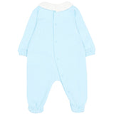 Moschino Kids Tutina Celeste in Cotone con Colletto e Stampa Teddy Bear per Neonati