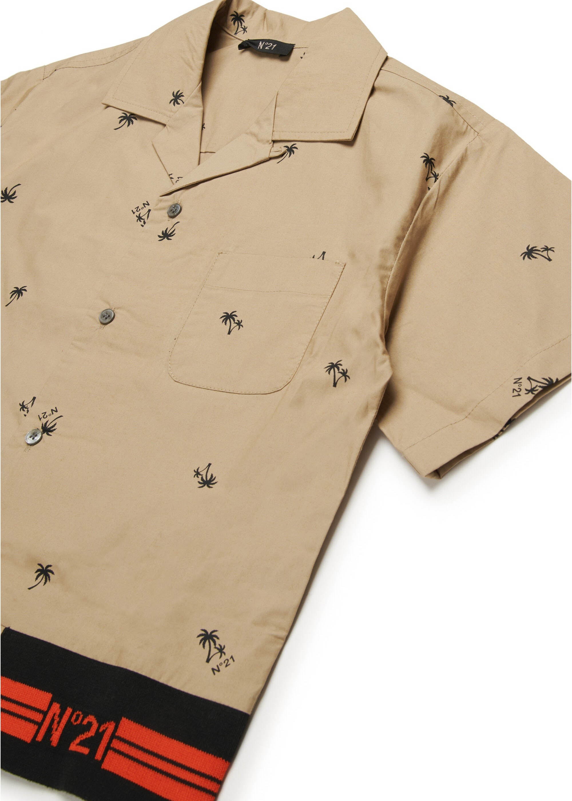 N°21 Kids Camicia Beige All over Palms per Bambini