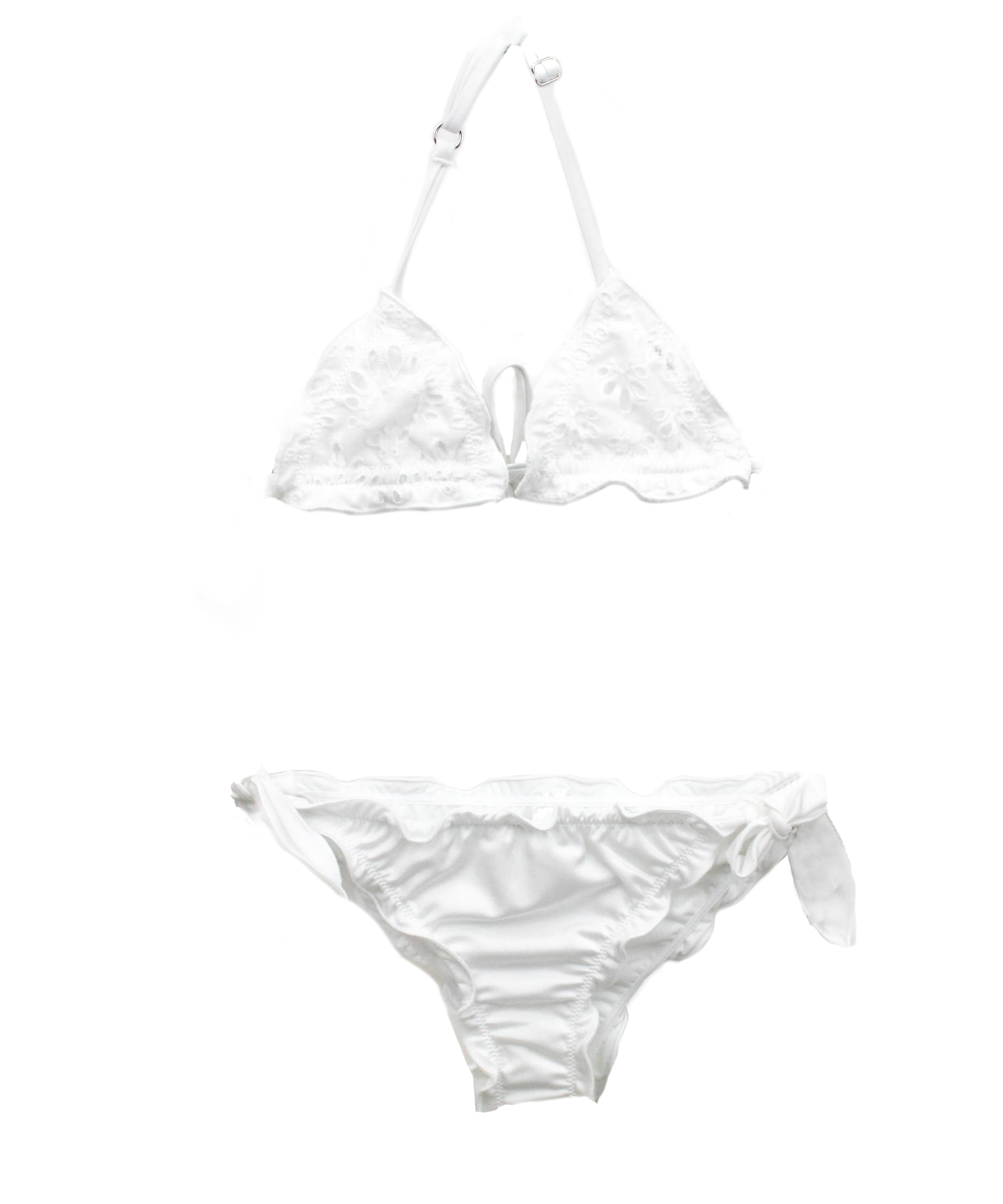 4GIVENESS Costume Bikini Bianco Ricamato per Bambine