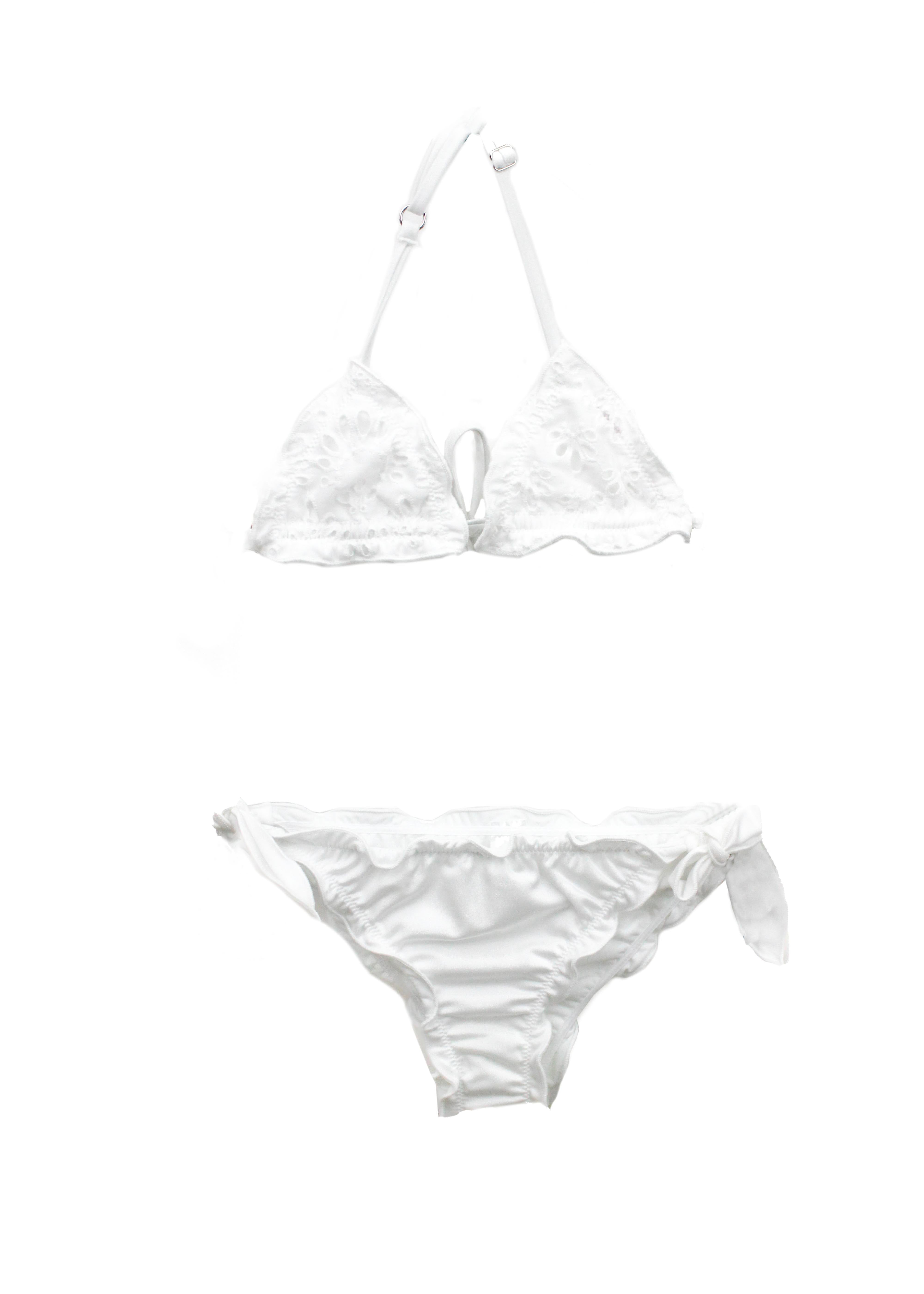4GIVENESS Costume Bikini Bianco Ricamato per Bambine