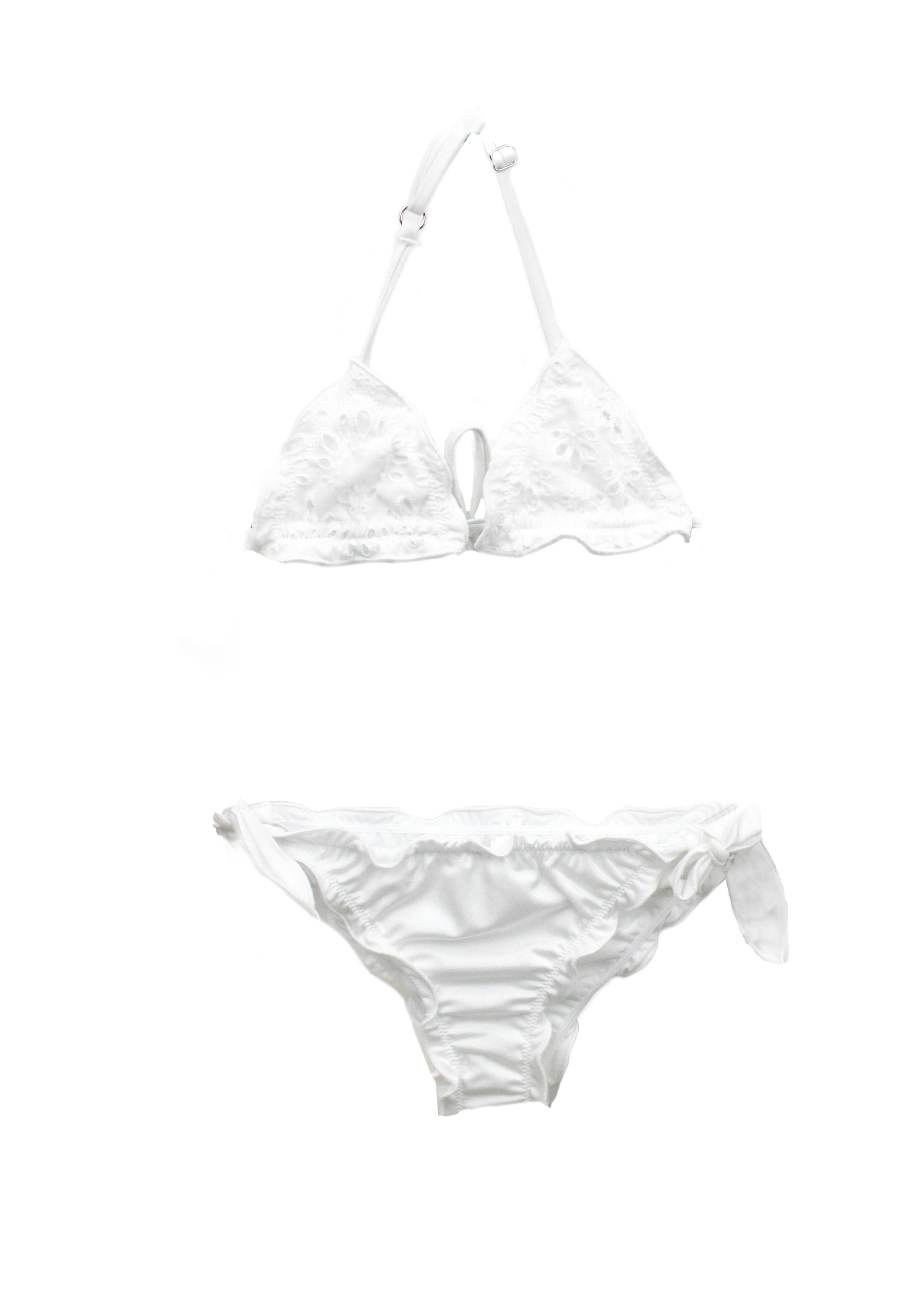 4GIVENESS Costume Bikini Bianco Ricamato per Bambine