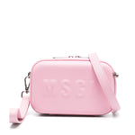 MSGM Kids Borsa a Tracolla Rosa con Logo Groffato per Bambine