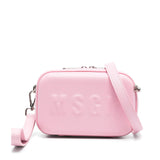 MSGM Kids Borsa a Tracolla Rosa con Logo Groffato per Bambine