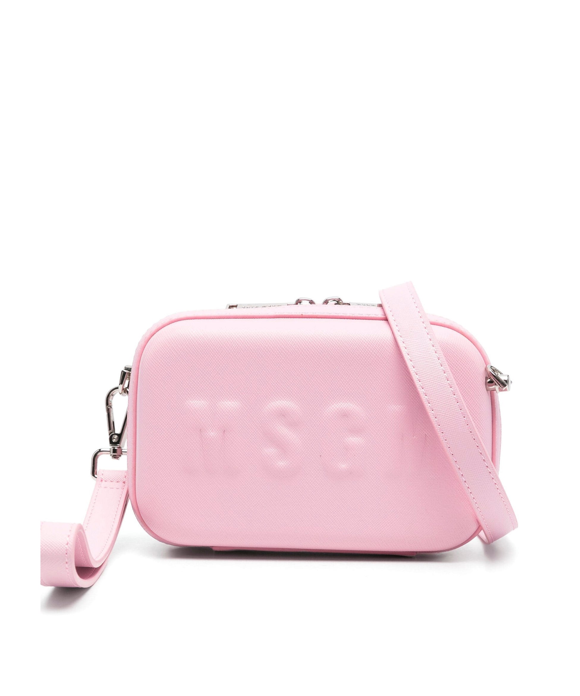 MSGM Kids Borsa a Tracolla Rosa con Logo Groffato per Bambine