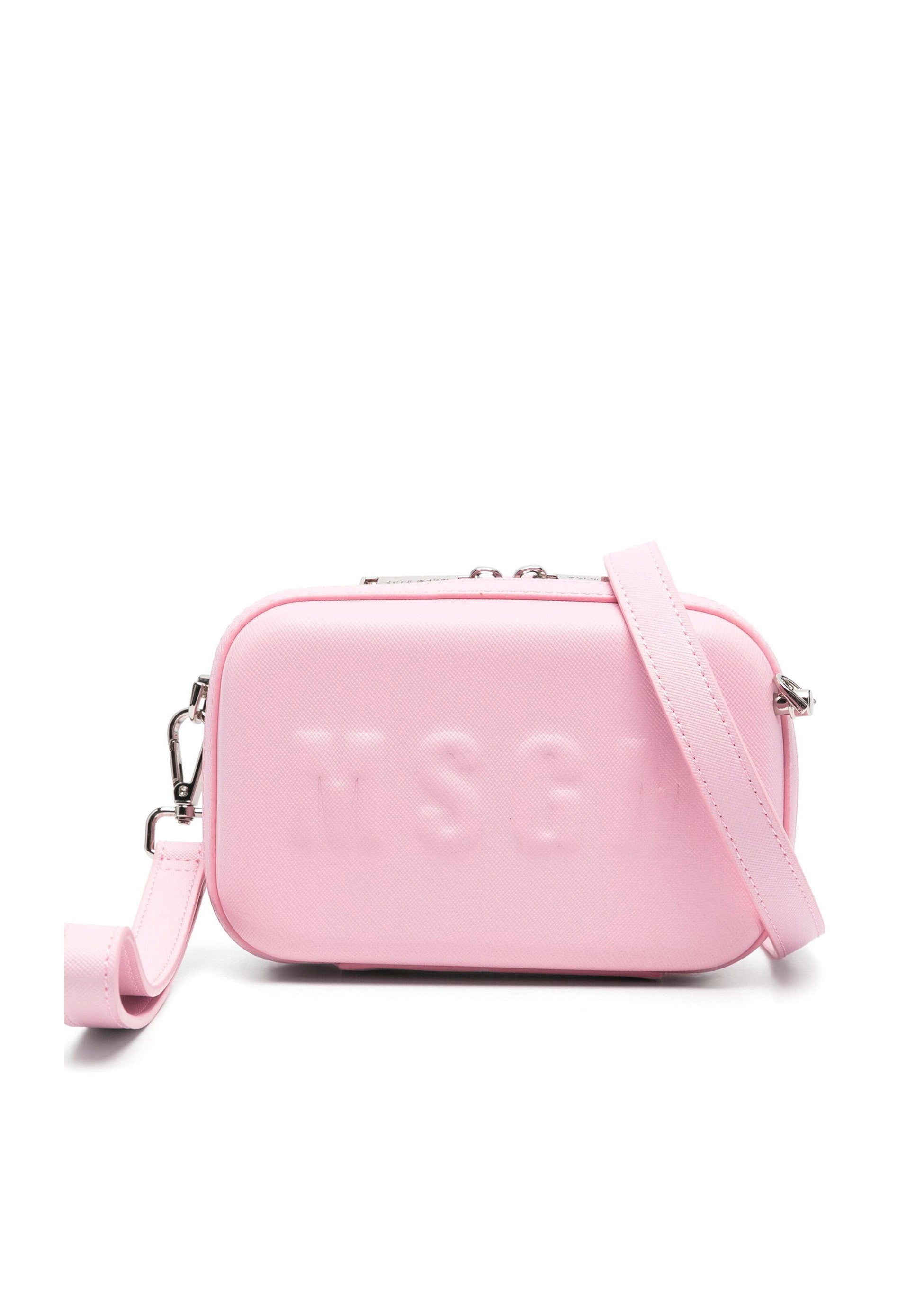 MSGM Kids Borsa a Tracolla Rosa con Logo Groffato per Bambine