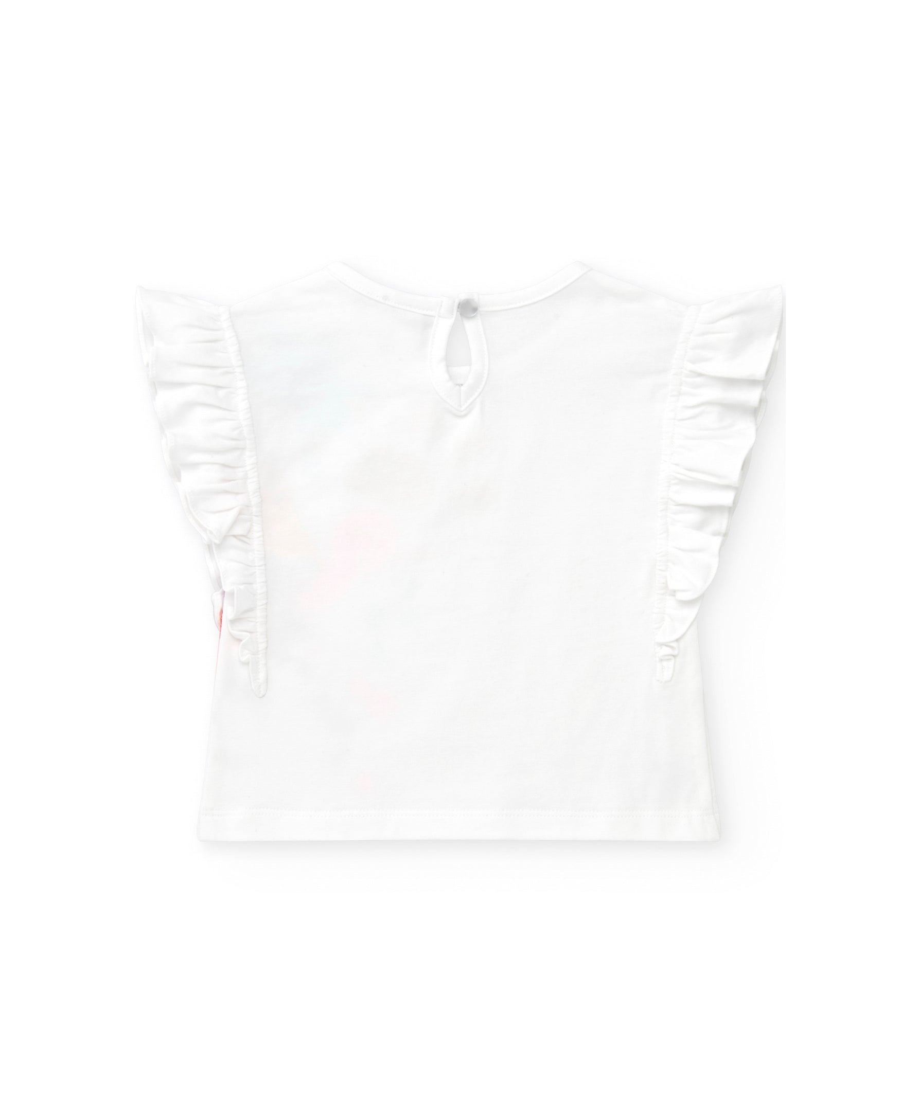 Tuc Tuc T-shirt Bianca con Stampa e Ruches per Neonate