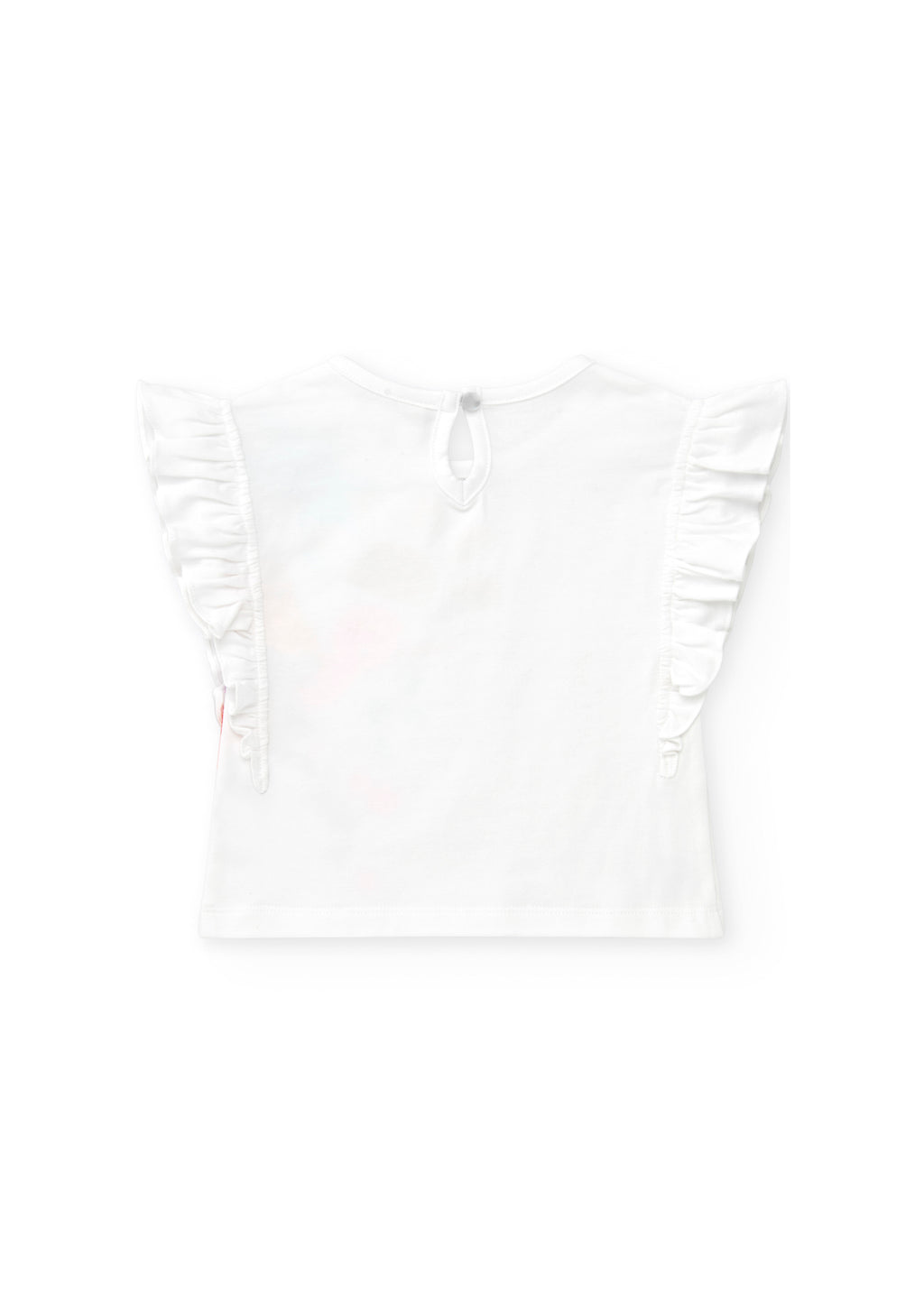 Tuc Tuc T-shirt Bianca con Stampa e Ruches per Neonate