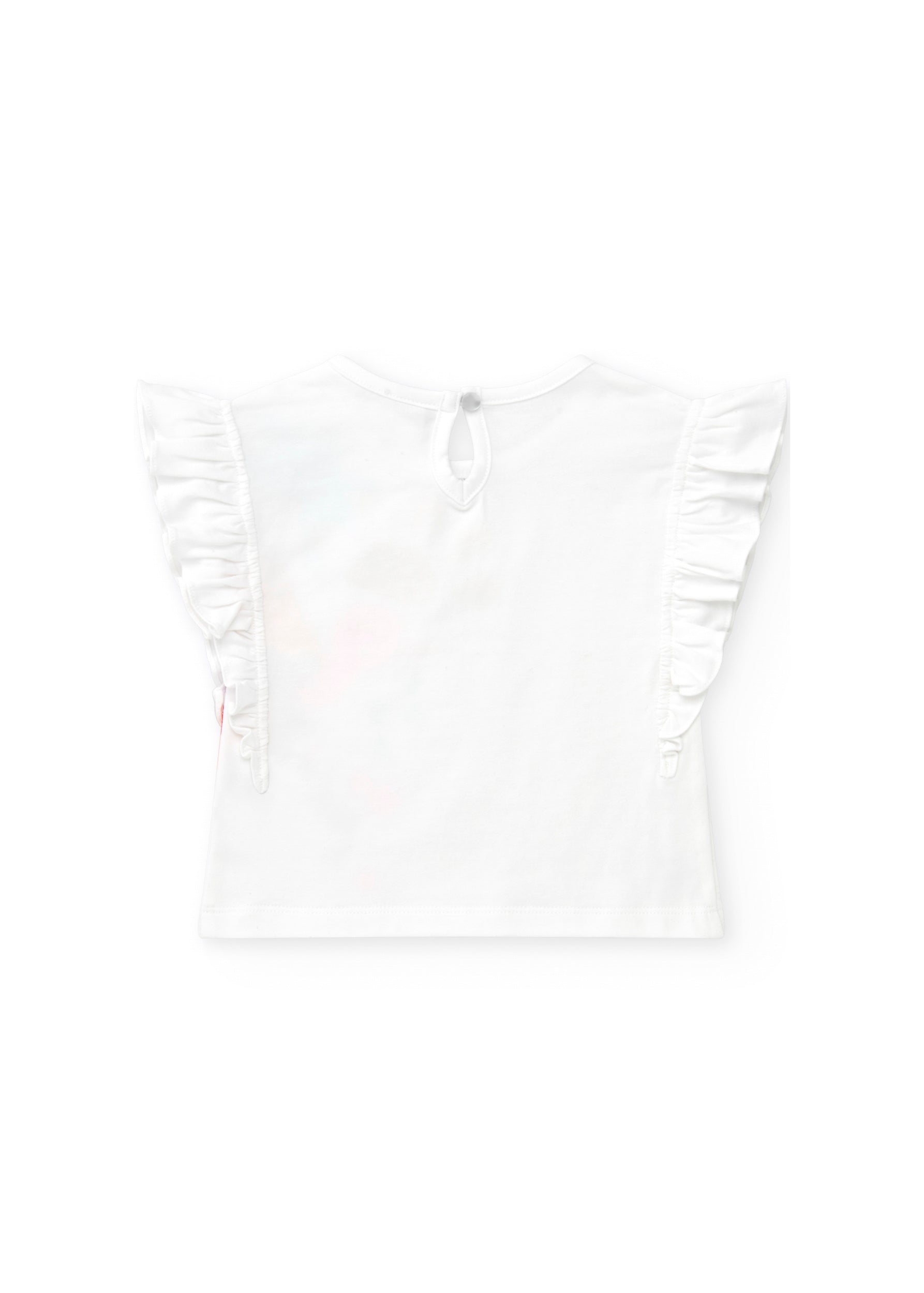 Tuc Tuc T-shirt Bianca con Stampa e Ruches per Neonate