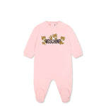 Moschino Kids Tutina Rosa con Stampa Teddy per Neonate