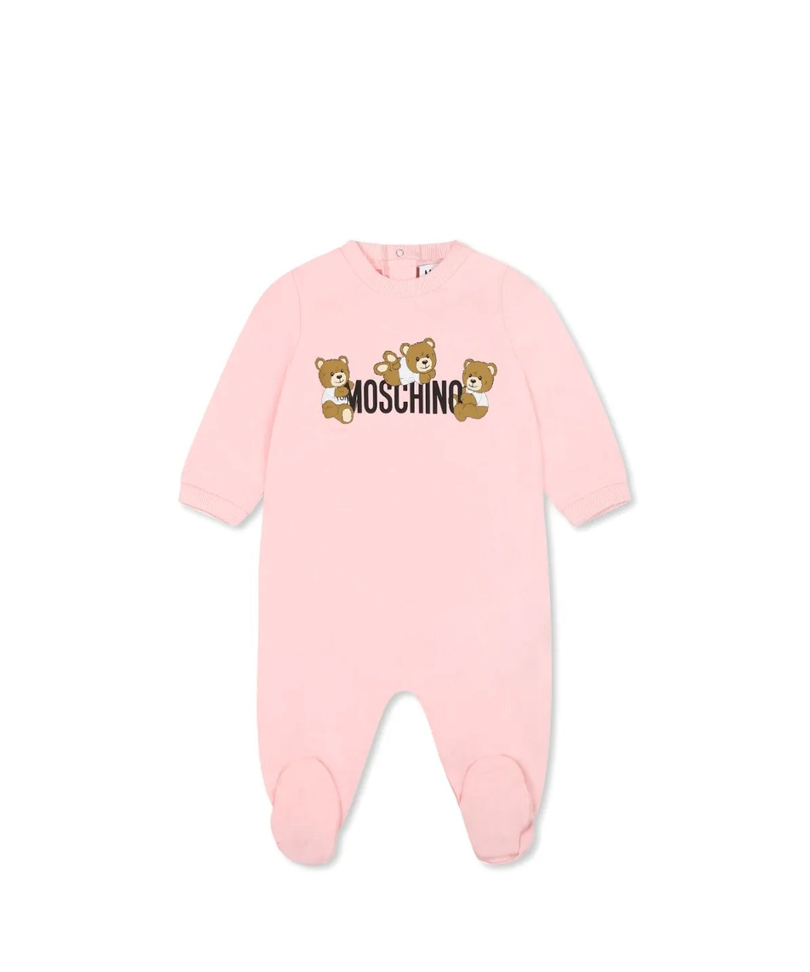 Moschino Kids Tutina Rosa con Stampa Teddy per Neonate