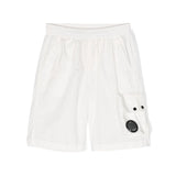 C.P. Company Kids Short Cargo Bianco con Applicazione Logo per Bambini