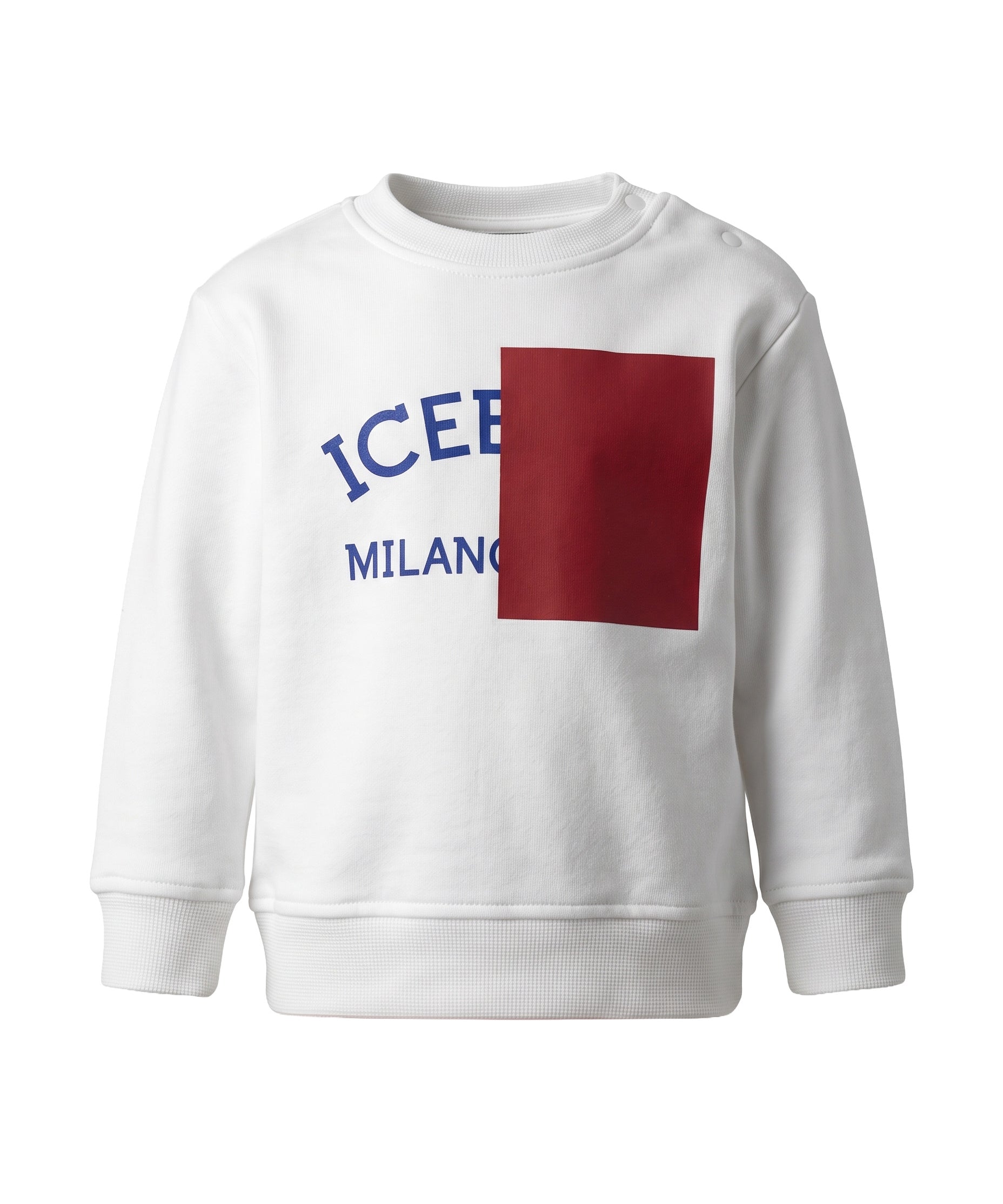 Iceberg Kids Felpa Bianco con Logo Quadrato Rosso per Neonati