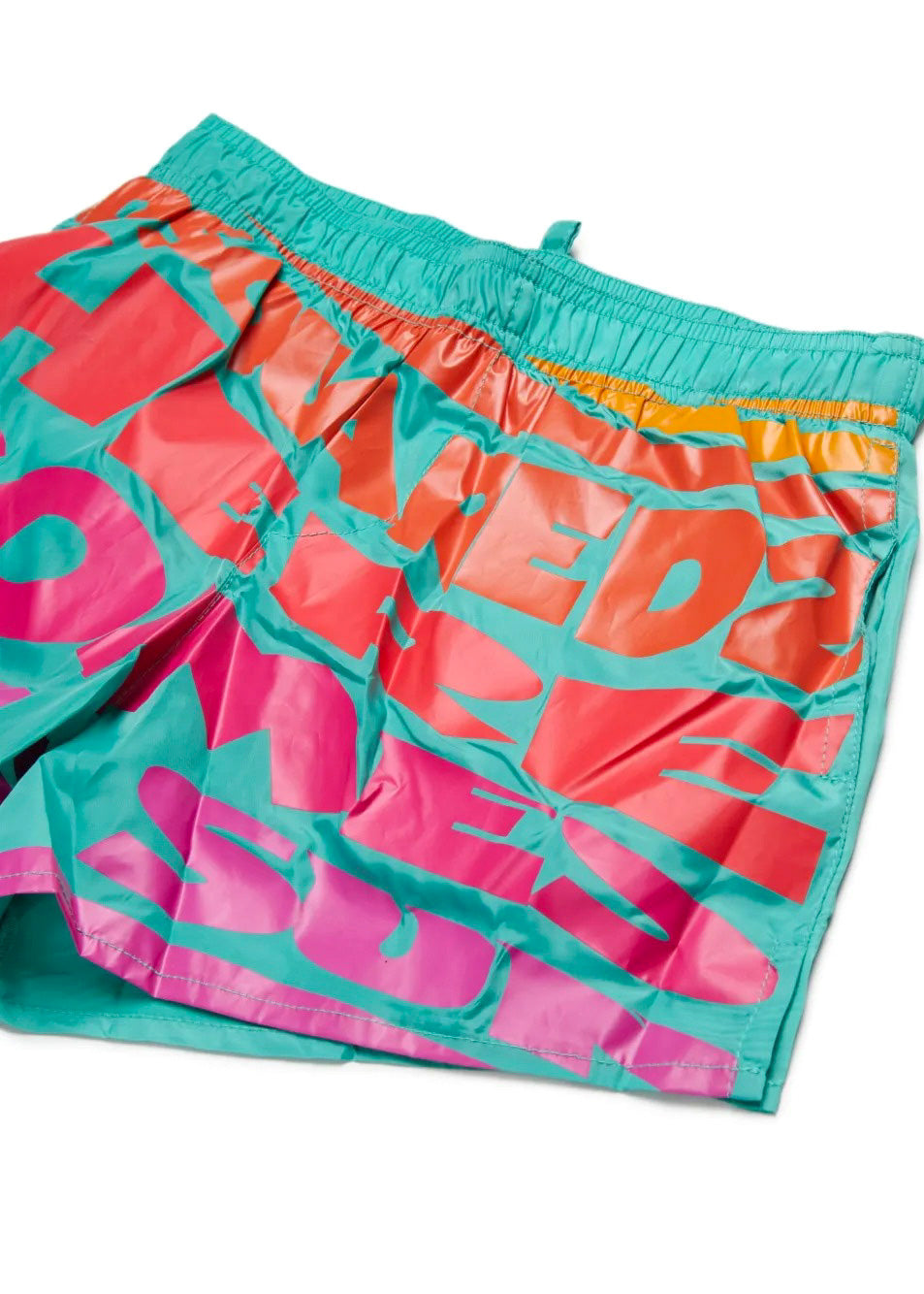 Dsquared2 Kids Costume Boxer Verde Acqua con Logo Colorful per Bambini