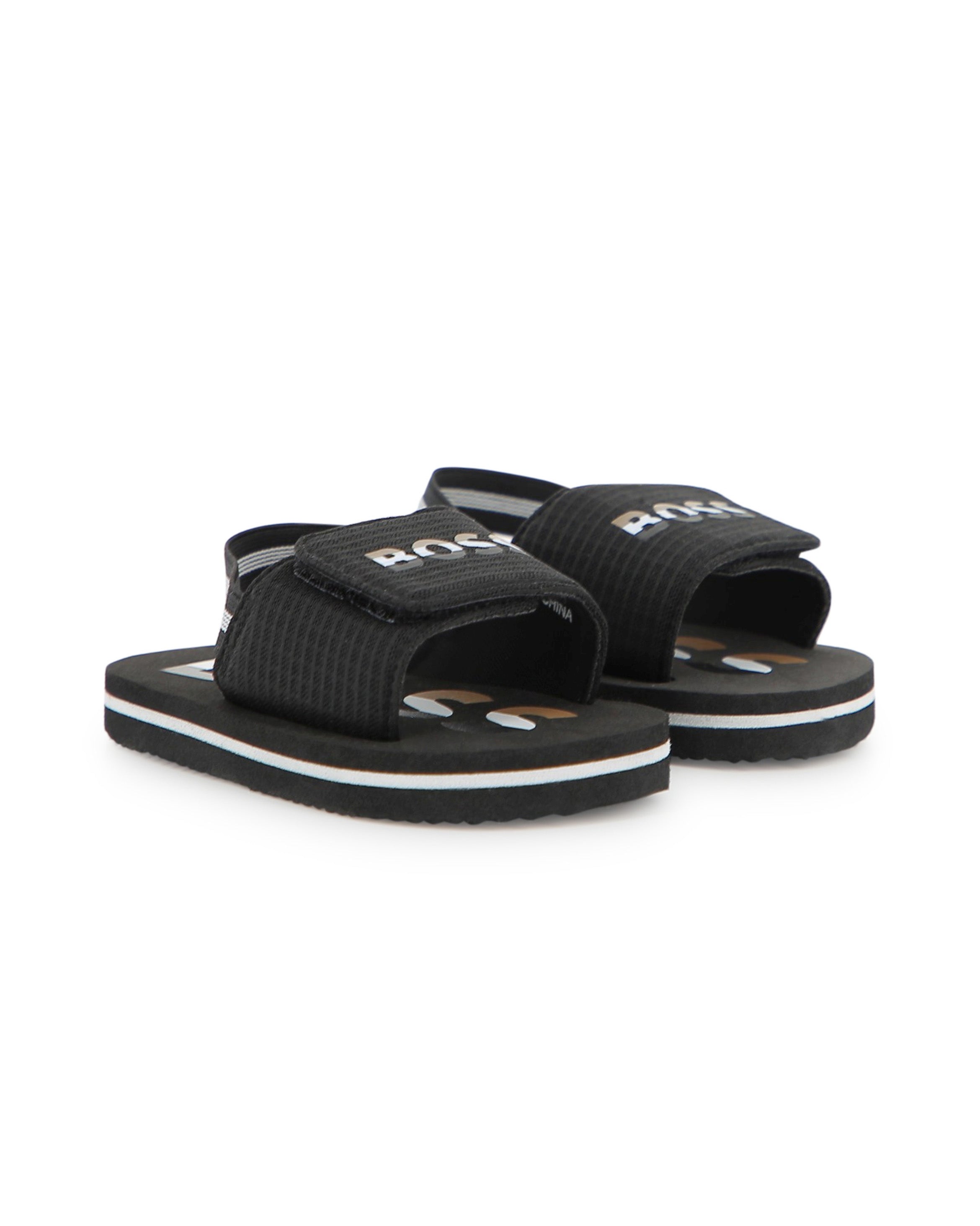 Boss Kids Ciabatta Nero con Chiusura a Strappo per Neonati