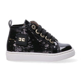 Elisabetta Franchi La Mia Bambina Sneaker Alta Nero con Pailettes e Logo per Neonate