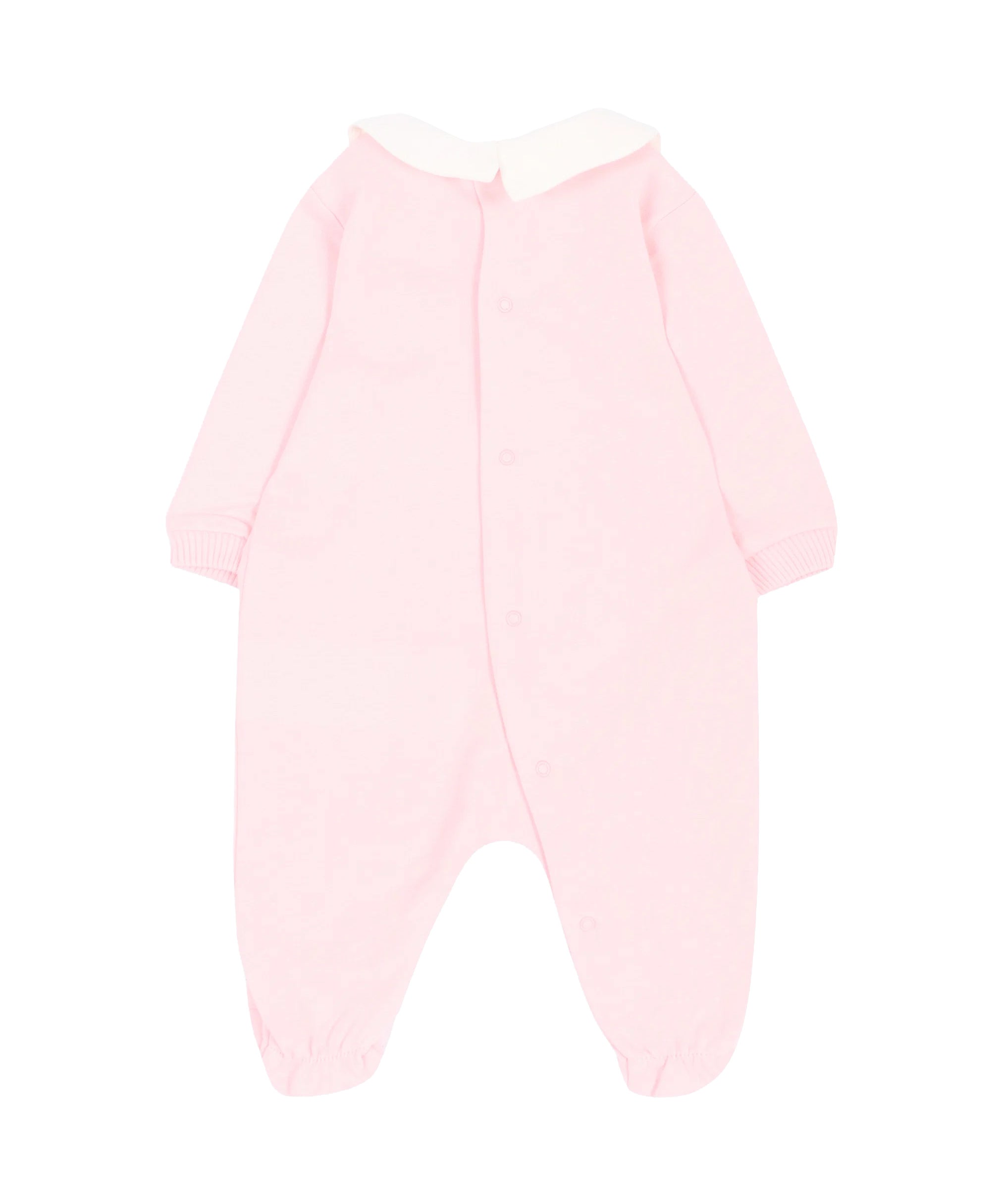 Moschino Kids Tutina Rosa in Cotone con Colletto e Stampa Teddy Bear per Neonate