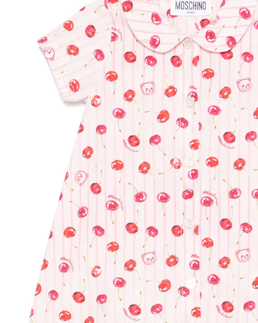 Moschino Kids Abito Rosa/Cherry con Bottoni per Neonate