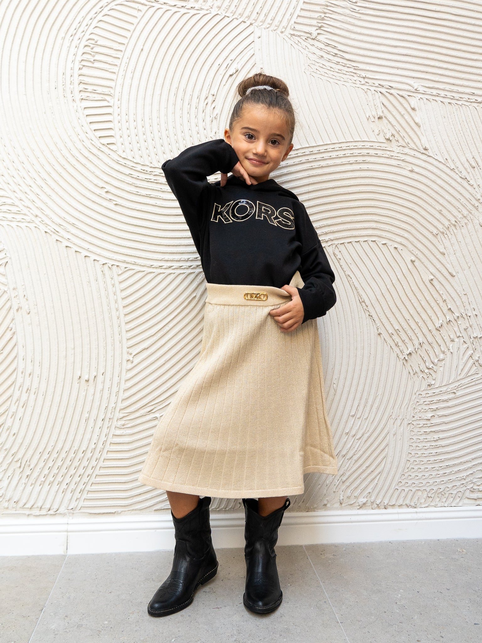 Michael Kors Kids Gonna Oro Plissettata per Bambine