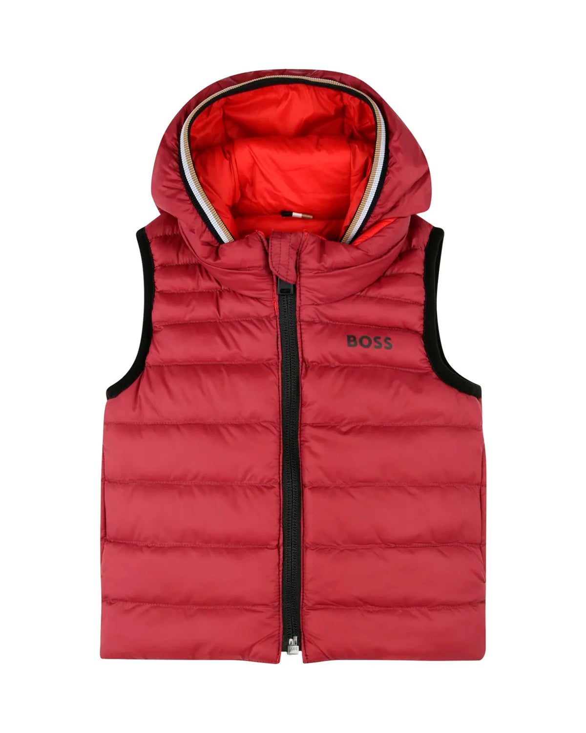 Boss Kids Bomber Smanicato Rosso con Cappuccio e Zip per Neonati