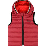 Boss Kids Bomber Smanicato Rosso con Cappuccio e Zip per Neonati