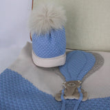 Marlù Cappellino Cielo/Polvere con Pon Pon per Neonati