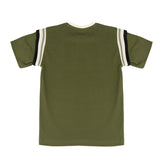 Yes London Kids T-Shirt Verde Oliva con Dettaglio su Manica e Logo in Rilievo per Bambini