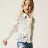 Twinset Kids Camicia Off-White in Pizzo per Bambine