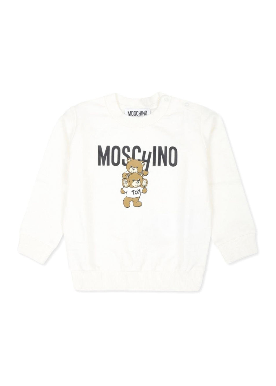 Moschino Kids Felpa Panna con Stampa Logo Teddy Bear per Neonati
