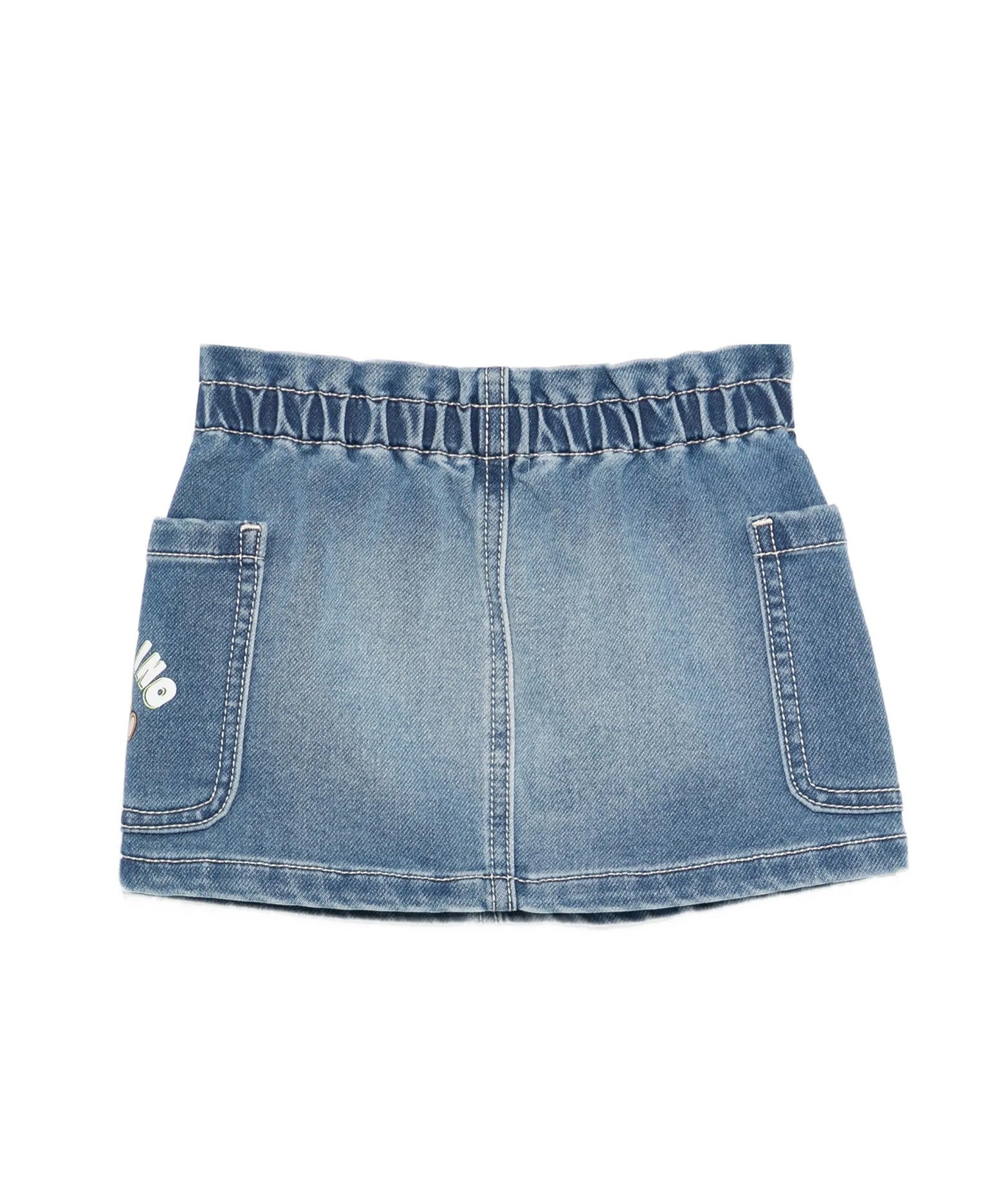 Moschino Kids Gonna in Denim con Tasche e Logo per Neonate