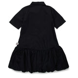 N21 Kids Abito Nero Logo e Colletto Camicia per Bambine