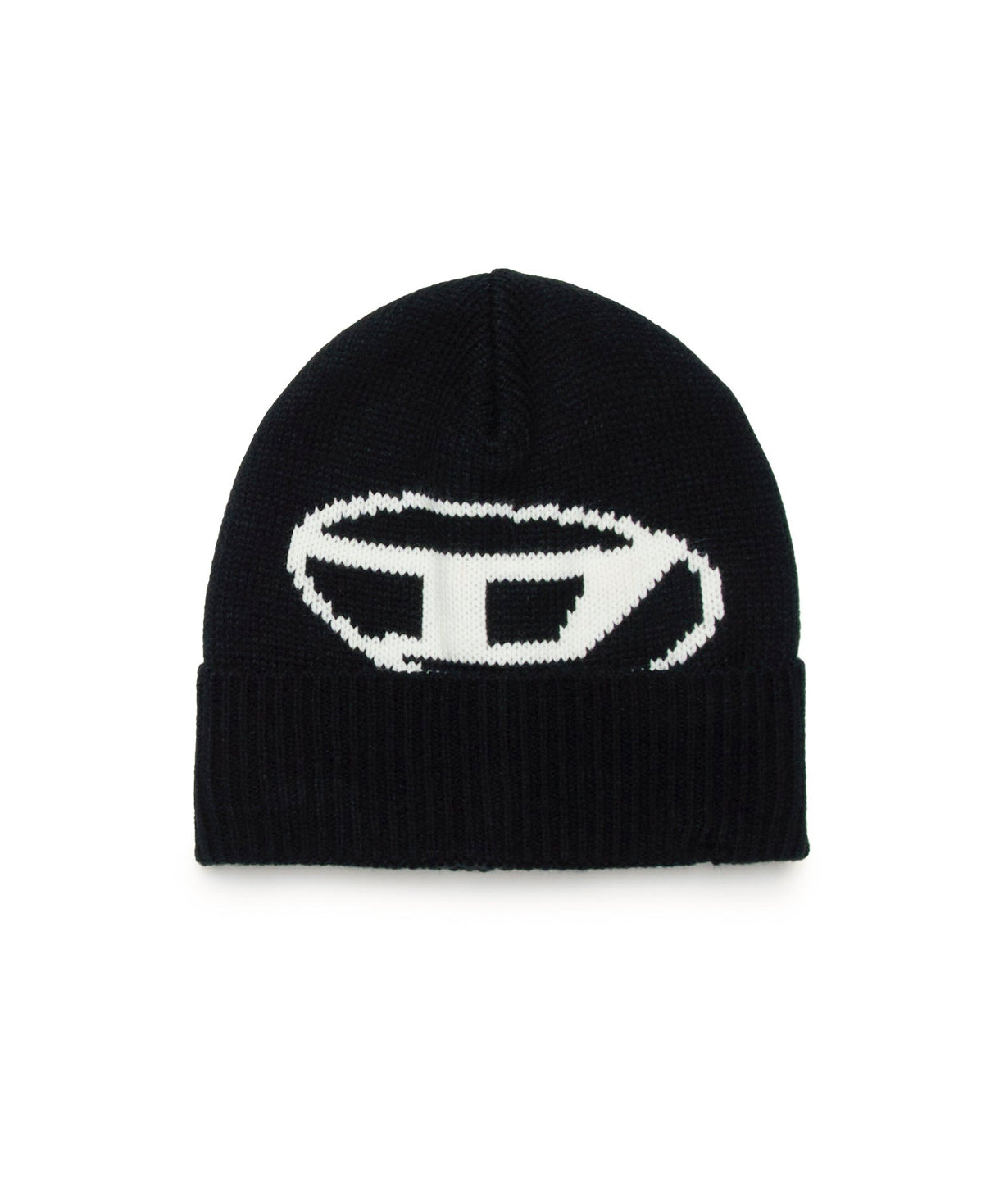 Diesel Kids Cappello Beanie Nero con Intarso Oval D