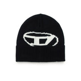 Diesel Kids Cappello Beanie Nero con Intarso Oval D