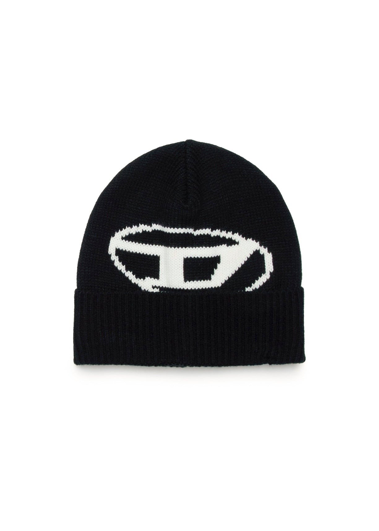 Diesel Kids Cappello Beanie Nero con Intarso Oval D