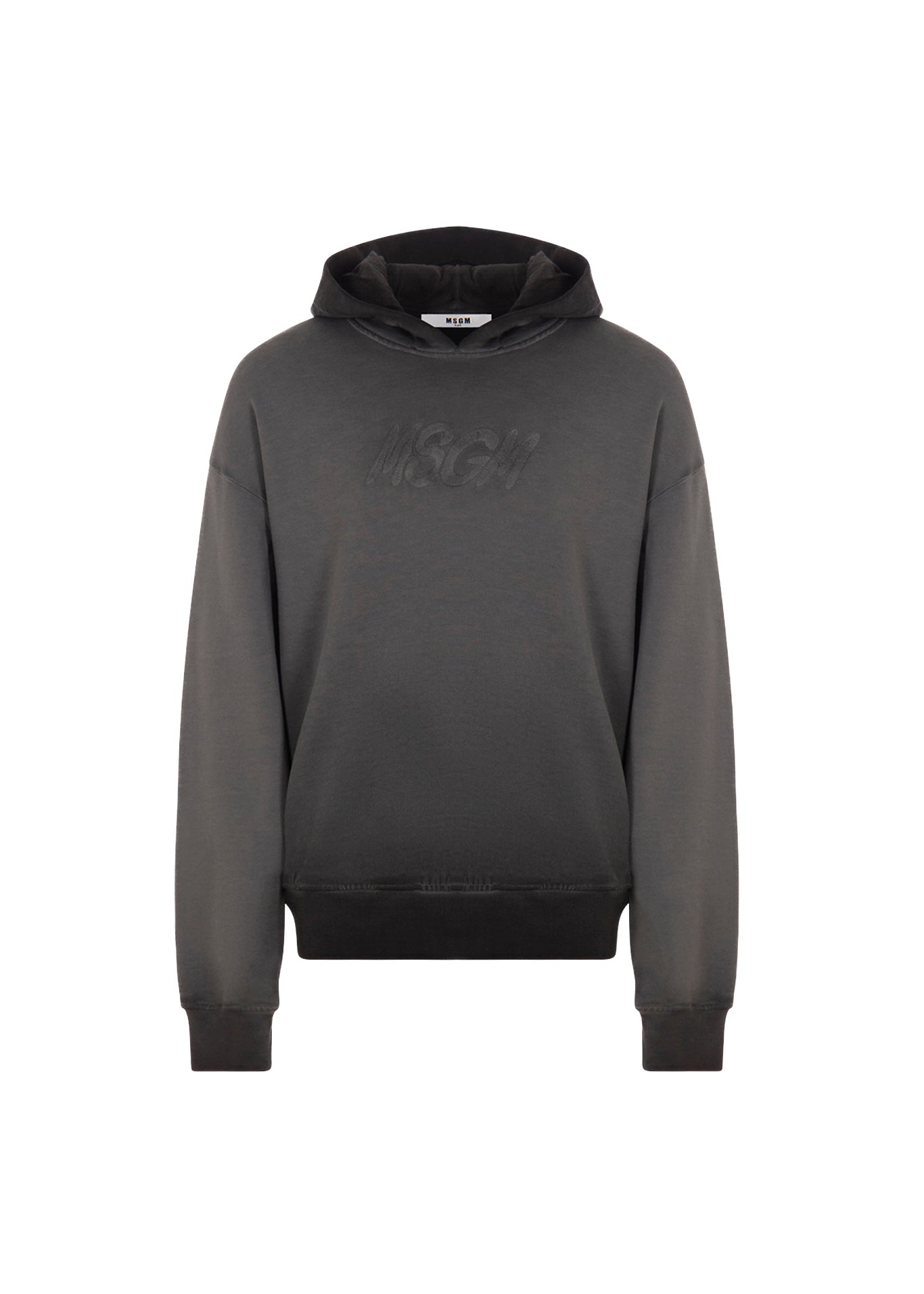 MSGM Kids Felpa con Cappuccio Piombo con Logo per Bambini
