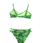 4GIVENESS Costume Bikini Fantasia Rainbow Boa Verde per Bambine (retro)