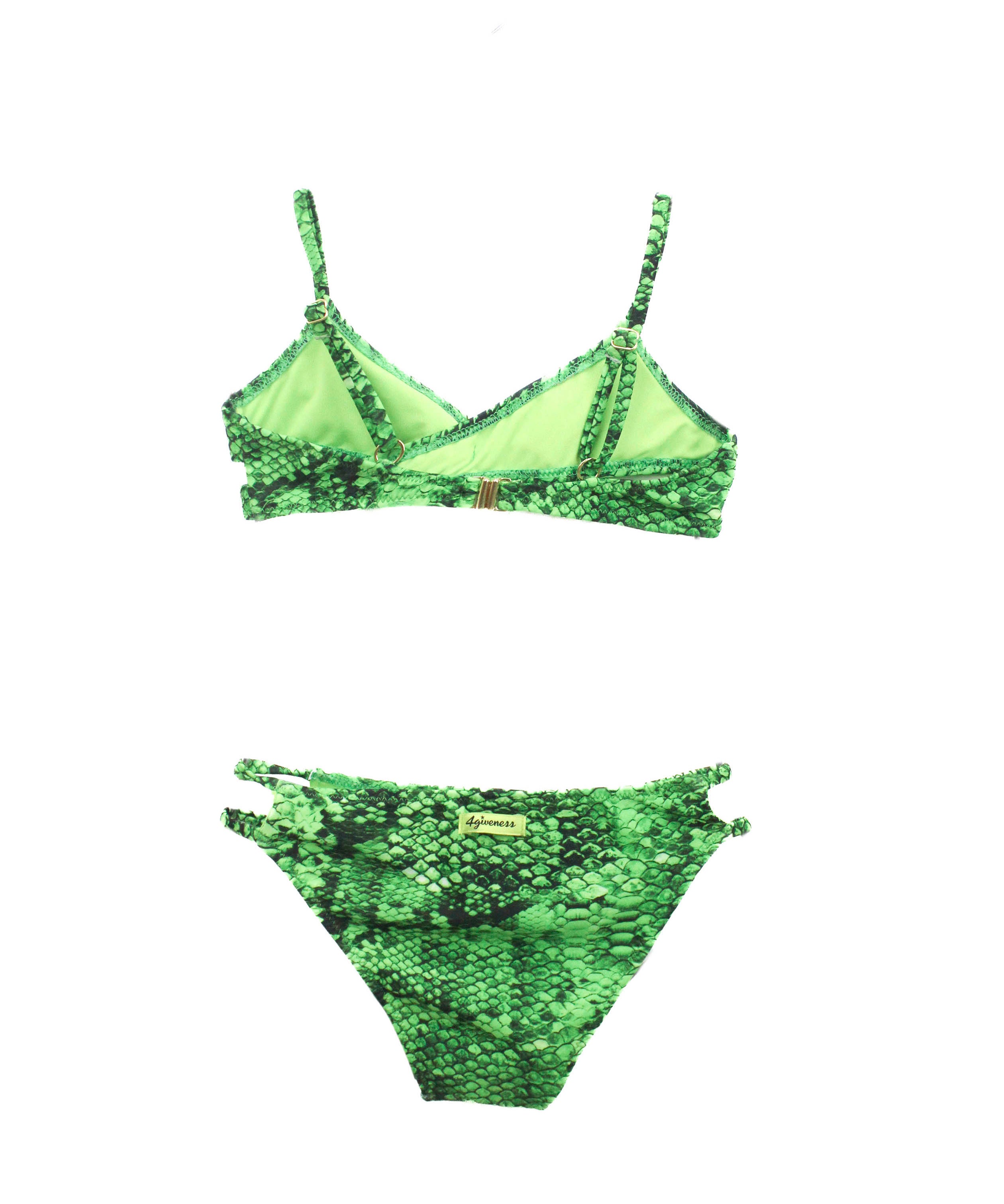 4GIVENESS Costume Bikini Fantasia Rainbow Boa Verde per Bambine (retro)
