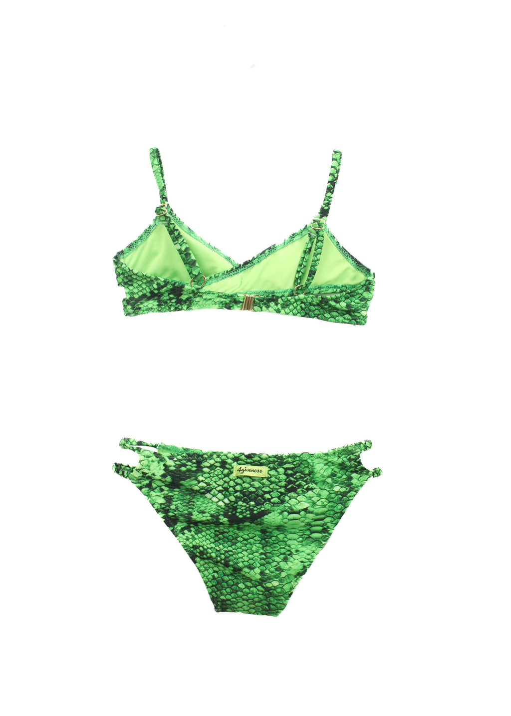 4GIVENESS Costume Bikini Fantasia Rainbow Boa Verde per Bambine (retro)