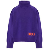 Emilio Pucci Kids Dolcevita Viola con Logo Arancione per Bambine