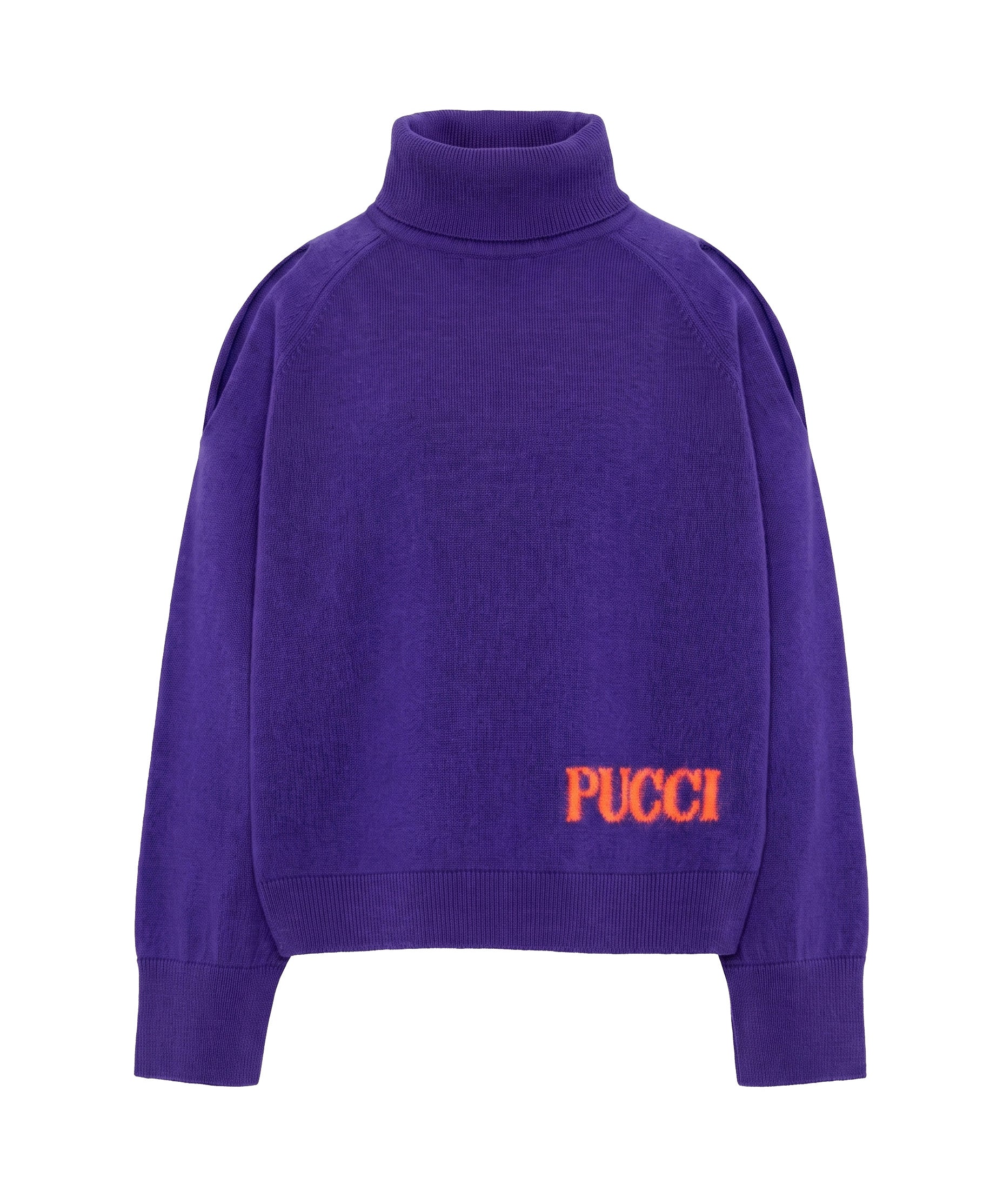 Emilio Pucci Kids Dolcevita Viola con Logo Arancione per Bambine
