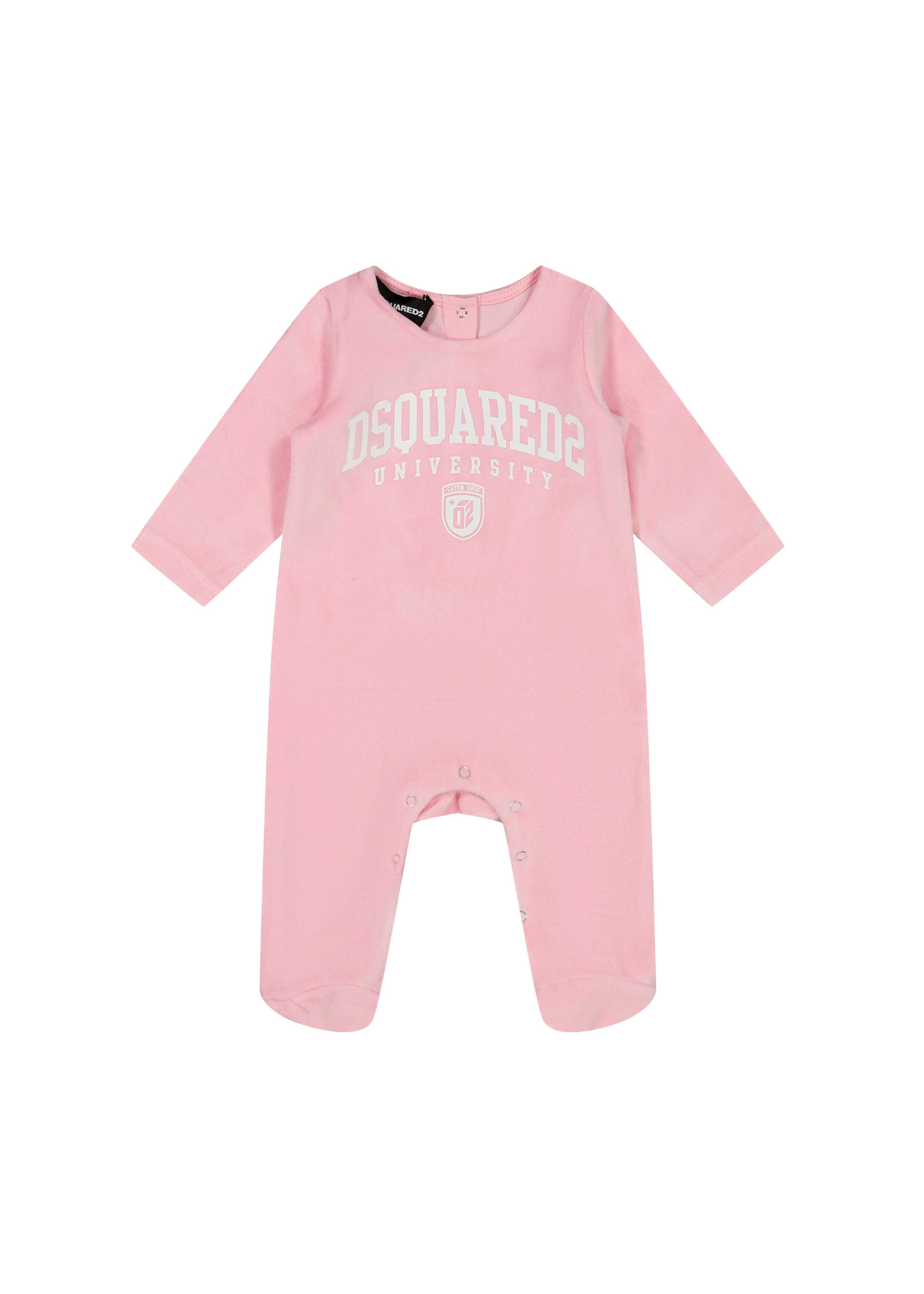 Dsquared2 Kids Tutina Rosa in Ciniglia con Stampa per Neonate