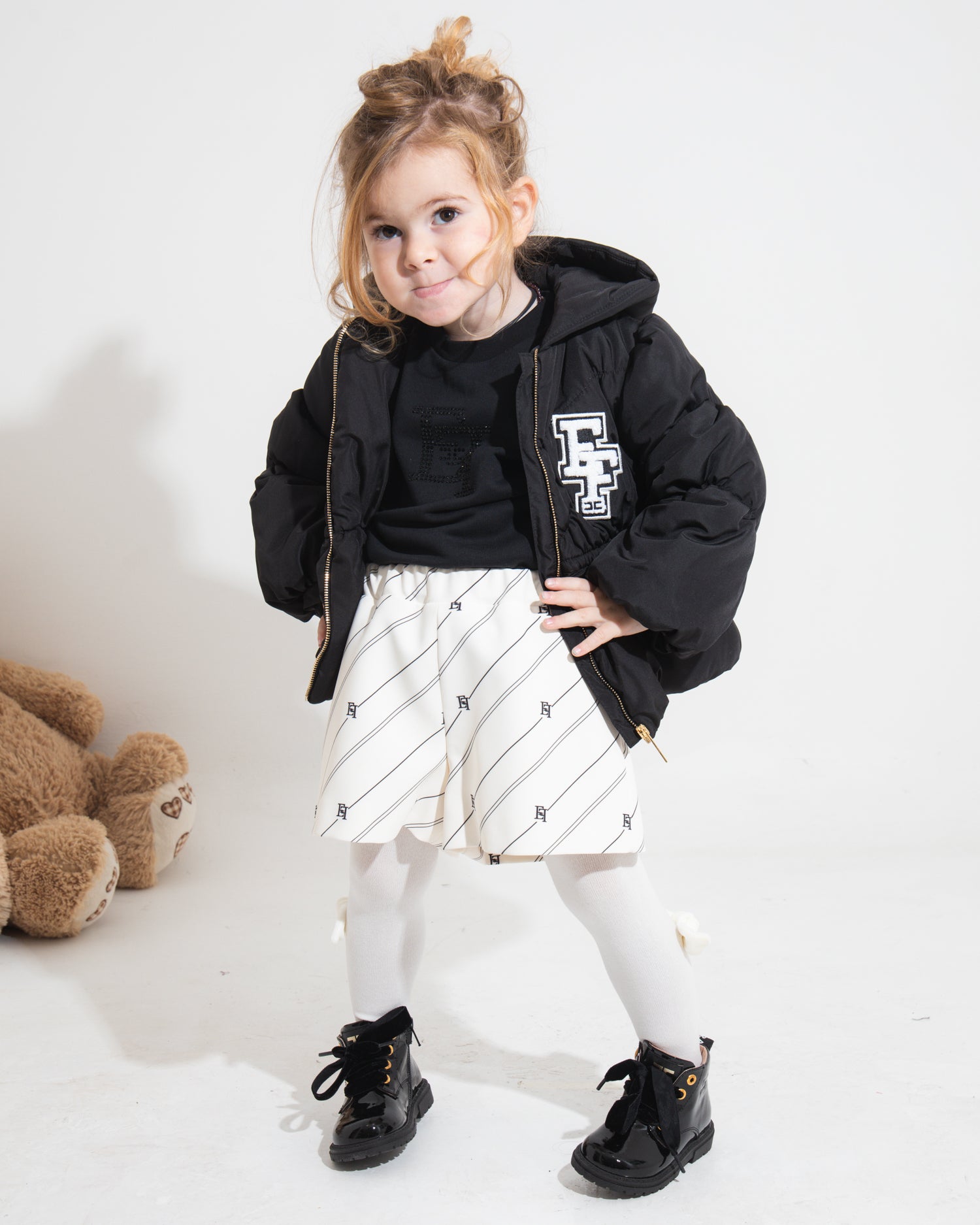Elisabetta Franchi My Little Girl Black Down Jacket for Newborns