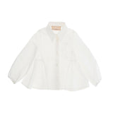 Elisabetta Franchi My Little Girl Cream Shirt with Flower Application for Newborns