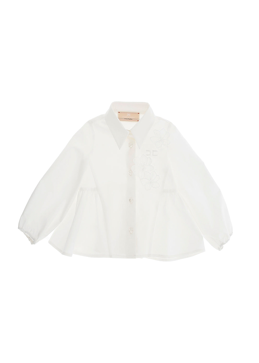 Elisabetta Franchi La Mia Bambina Camicia Panna con Applicazione Fiori per Neonate