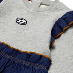Diesel Kids Abito in Felpa con Denim per Neonate (dettaglio)
