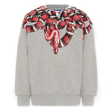 Marcelo Burlon County Of Milan Kids Felpa Girocollo con Stampa Snake Rossa per Bambini