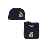 Moschino Kids Cappello con Bavetta Blu Navy con Toy per Neonati