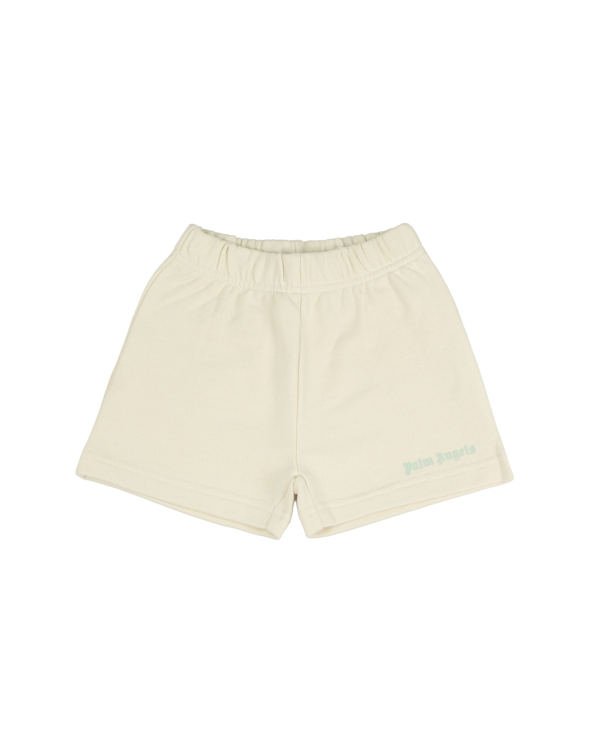 Palm Angels Kids Short Panna con Logo Celeste per Neonato