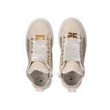 Elisabetta Franchi La Mia Bambina Sneakers Avorio Alta con Loghi Ricamati per Bambine