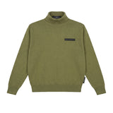 John Richmond Kids Maglione a Collo Alto Verde Militare con Placca Logo Nera per Bambini